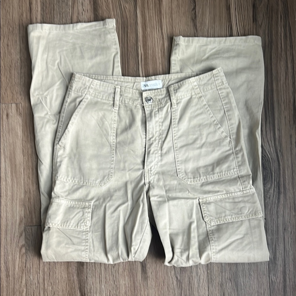 Womens Zara Tan Cargo Pants